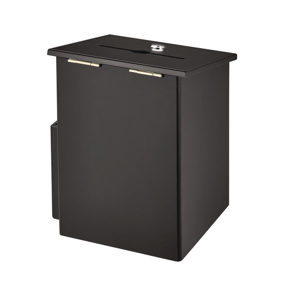 AdirOffice Squared Wood Locking Suggestion Box, 7.25 x 7.5 x 10, Medium Density Fiberboard, Black (ALHI63201BLK) Each