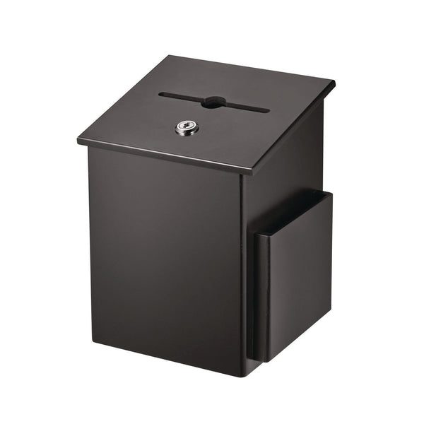 AdirOffice Squared Wood Locking Suggestion Box, 7.25 x 7.5 x 10, Medium Density Fiberboard, Black (ALHI63201BLK) Each