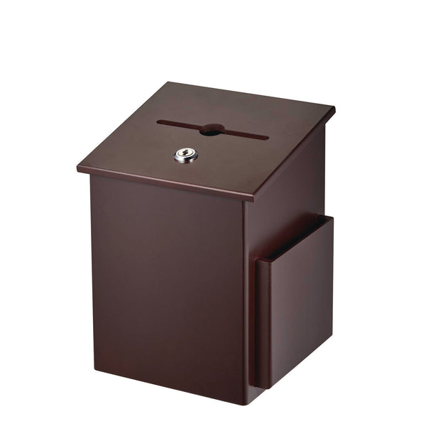 AdirOffice Squared Wood Locking Suggestion Box, 7.25 x 7.5 x 10, Medium Density Fiberboard, Mahogany (ALHI63201MA) Each