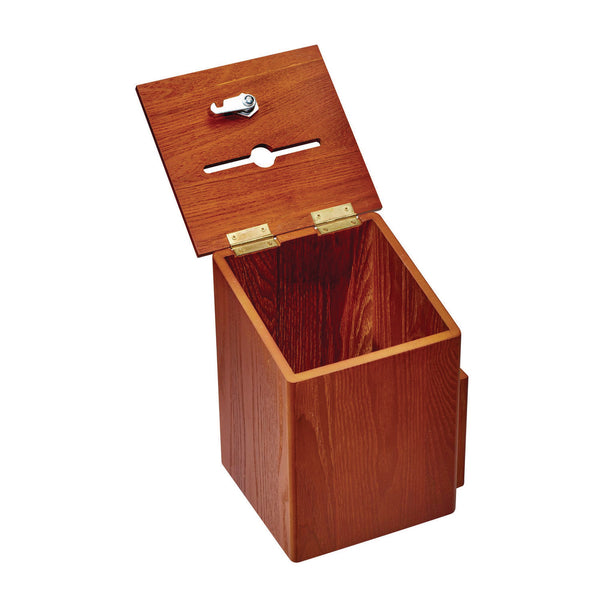 AdirOffice Squared Wood Locking Suggestion Box, 7.25 x 7.5 x 10, Medium Density Fiberboard, Medium Oak (ALHI63201MEO) Each