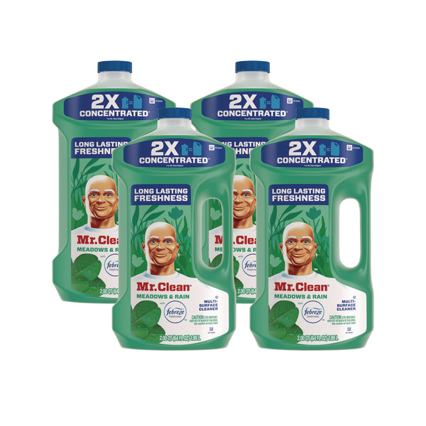 Mr. Clean Multipurpose Cleaning Solution with Febreze, Meadows and Rain, 64 oz Bottle, 4/Carton (PGC10725) Case of 4