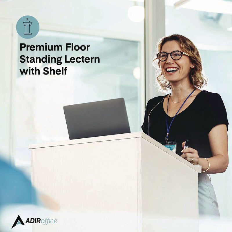 AdirOffice Wood Stand-up Podium Lectern Speaker Stand, 23 x 15 x 45.8, White (ALHI66101WHI) Each