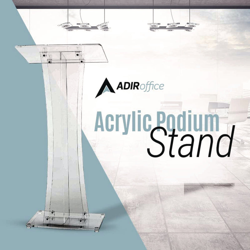 AdirOffice Acrylic Stand-Up Podium Lectern Speaker Stand, 26 x 13 x 47, Clear (ALHI66102) Each