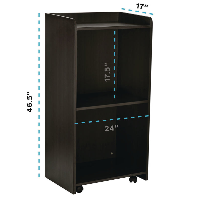 AdirOffice Wood Mobile Presentation Lectern Speaker Stand with Shelves, 22.44 x 16.53 x 45.98, Black (ALHI66107BLK) Each
