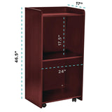 AdirOffice Wood Mobile Presentation Lectern Speaker Stand with Shelves, 22.44 x 16.53 x 45.98, Mahogany (ALHI66107MA) Each
