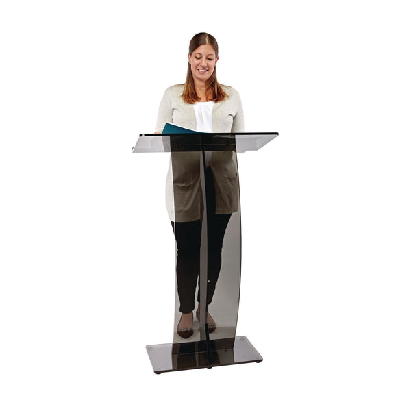 AdirOffice Acrylic Slanted Podium Lectern Speaker Stand, 26.75 x 12.5 x 47, Black (ALHI66103BLK) Each