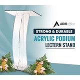 AdirOffice Acrylic Slanted Podium Lectern Speaker Stand, 26.75 x 12.5 x 47, Clear (ALHI66103CLR) Each