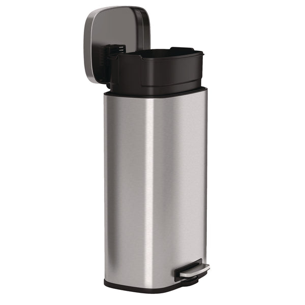 HLS Commercial® Fire-Resistant Step Pedal Trash Can, 8 gal, Plastic/Stainless Steel, Silver (HLMHLSS08RFR) Each