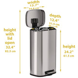 HLS Commercial® Fire-Resistant Step Pedal Trash Can, 8 gal, Plastic/Stainless Steel, Silver (HLMHLSS08RFR) Each