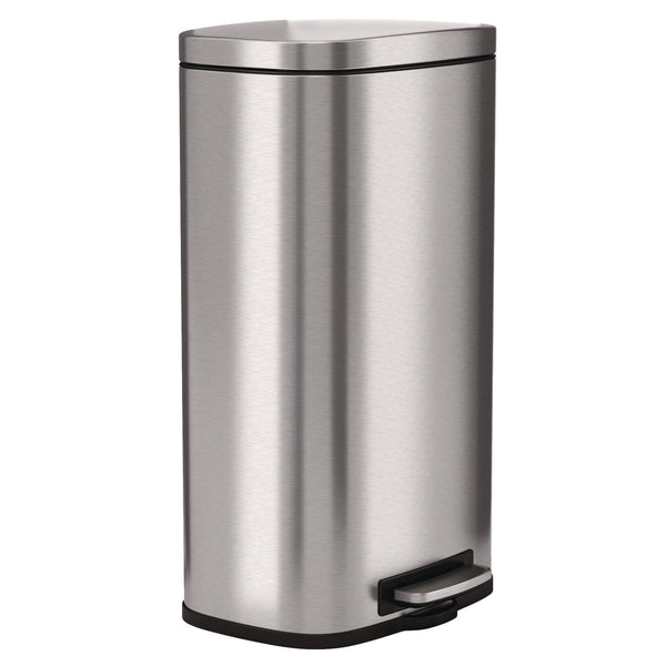 HLS Commercial® Fire-Resistant Step Pedal Trash Can, 8 gal, Plastic/Stainless Steel, Silver (HLMHLSS08RFR) Each
