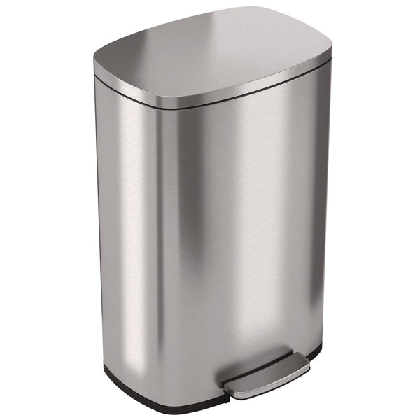 HLS Commercial® Step Pedal Trash Can, 13 gal, Plastic/Stainless Steel, Silver (HLMHLSS13R) Each