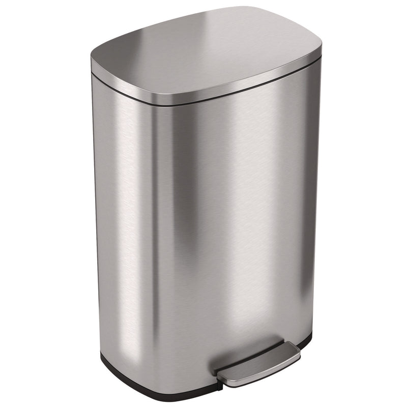 HLS Commercial® Step Pedal Trash Can, 13 gal, Plastic/Stainless Steel, Silver (HLMHLSS13R) Each