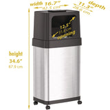 HLS Commercial® Dual Push Door Trash Can, 18 gal, Stainless Steel, Silver/Black (HLMHLS18DPO) Each