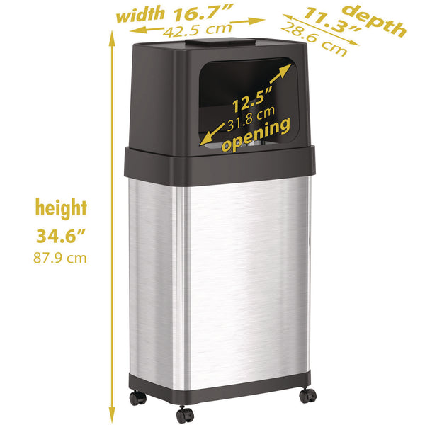 HLS Commercial® Dual Push Door Trash Can, 18 gal, Stainless Steel, Silver/Black (HLMHLS18DPO) Each
