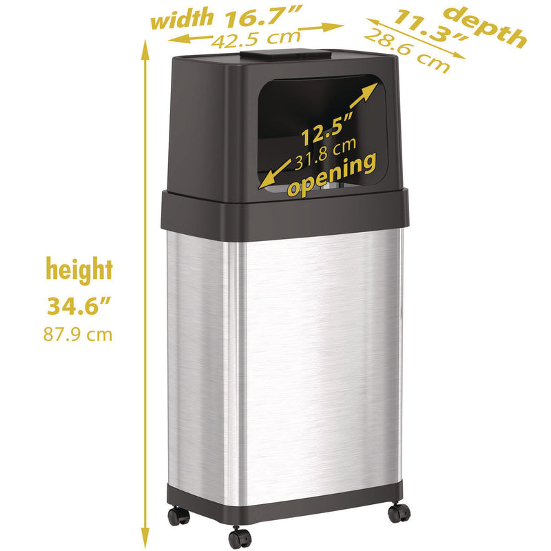 HLS Commercial® Dual Push Door Trash Can, 18 gal, Stainless Steel, Silver/Black (HLMHLS18DPO) Each