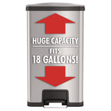 HLS Commercial® Step Pedal Trash Can with AirStep Technology, 18 gal, Stainless Steel, Silver (HLMHLS18SS) Each