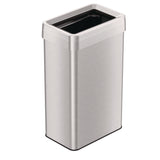 HLS Commercial® Open Top Trash Can, Rectangular, 18 gal, Plastic/Stainless Steel, Silver (HLMHLS18UOT) Each
