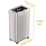 HLS Commercial® Open Top Trash Can with Wheels, 18 gal, Plastic Stainless Steel, Silver (HLMHLS18UOTM) Each