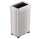 HLS Commercial® Open Top Trash Can with Wheels, 18 gal, Plastic Stainless Steel, Silver (HLMHLS18UOTM) Each