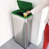 HLS Commercial® Open Top Compost Bin with Color-Coded Lid, 21 gal, Plastic/Stainless Steel, Silver/Green (HLMHLS21UOTCOP) Each