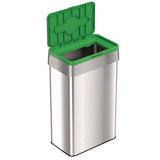 HLS Commercial® Open Top Compost Bin with Color-Coded Lid, 21 gal, Plastic/Stainless Steel, Silver/Green (HLMHLS21UOTCOP) Each
