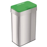 HLS Commercial® Open Top Compost Bin with Color-Coded Lid, 21 gal, Plastic/Stainless Steel, Silver/Green (HLMHLS21UOTCOP) Each