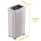 HLS Commercial® Open Top Trash Can with Wheels, 21 gal, Plastic/Stainless Steel, Silver (HLMHLS21UOTM) Each