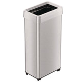 HLS Commercial® Open Top Trash Can with Wheels, 21 gal, Plastic/Stainless Steel, Silver (HLMHLS21UOTM) Each