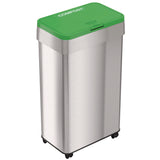 HLS Commercial® Open Top Compost Bin with Wheels and Color-Coded Lid, 21 gal, Plastic/Stainless Steel, Silver/Green (HLMHLS21UOTMCOP) Each