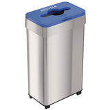HLS Commercial® Open Top Recycling Bin with Wheels and Color-Coded Lid, 21 gal, Plastic/Stainless Steel, Silver/Blue (HLMHLS21UOTMREC) Each
