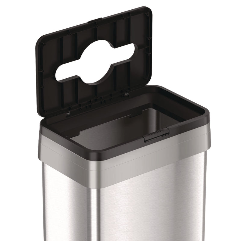 HLS Commercial® Open Top Trash Bin with Wheels and Color-Coded Lid, 21 gal, Plastic/Stainless Steel, Silver/Black (HLMHLS21UOTMTRS) Each