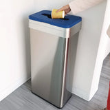HLS Commercial® Open Top Recycle Bin with Color-Coded Lid, 21 gal, Plastic/Stainless Steel, Silver/Blue (HLMHLS21UOTREC) Each