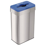 HLS Commercial® Open Top Recycle Bin with Color-Coded Lid, 21 gal, Plastic/Stainless Steel, Silver/Blue (HLMHLS21UOTREC) Each