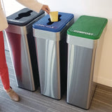 HLS Commercial® Open Top Trash Can/Recycle Bin/Compost Bin w/Color-Coded Lids Set, 21 gal, Plastic/Stainless Steel, Silver/Black/Blue/Green (HLMHLS21UOTTRIO) Each