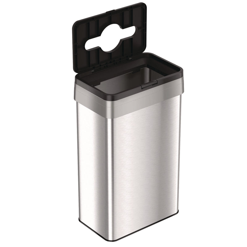 HLS Commercial® Open Top Trash Can with Color-Coded Lid, 21 gal, Plastic/Stainless Steel, Silver/Black (HLMHLS21UOTTRS) Each