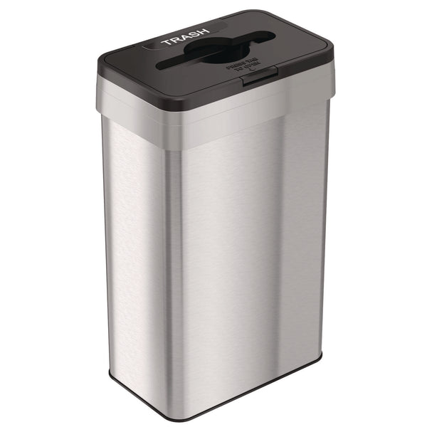 HLS Commercial® Open Top Trash Can with Color-Coded Lid, 21 gal, Plastic/Stainless Steel, Silver/Black (HLMHLS21UOTTRS) Each