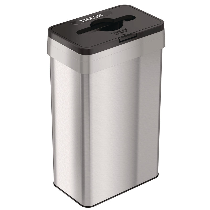 HLS Commercial® Open Top Trash Can with Color-Coded Lid, 21 gal, Plastic/Stainless Steel, Silver/Black (HLMHLS21UOTTRS) Each