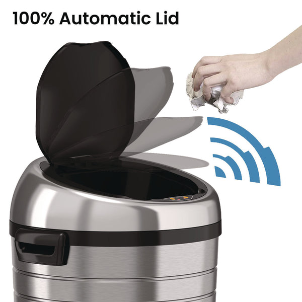 HLS Commercial® Extra-Large Sensor Trash Can with Wheels, 23 gal, Plastic/Stainless Steel, Silver/Black (HLMHLS23RC) Each