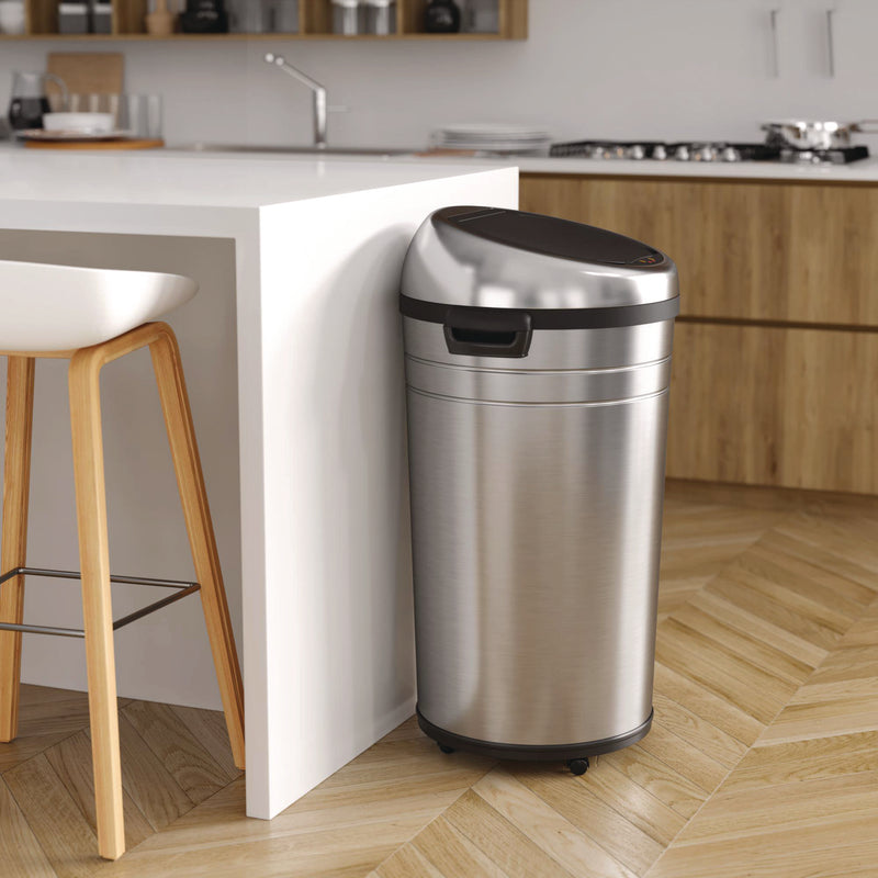 HLS Commercial® Extra-Large Sensor Trash Can with Wheels, 23 gal, Plastic/Stainless Steel, Silver/Black (HLMHLS23RC) Each