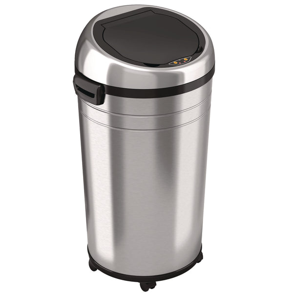 HLS Commercial® Extra-Large Sensor Trash Can with Wheels, 23 gal, Plastic/Stainless Steel, Silver/Black (HLMHLS23RC) Each