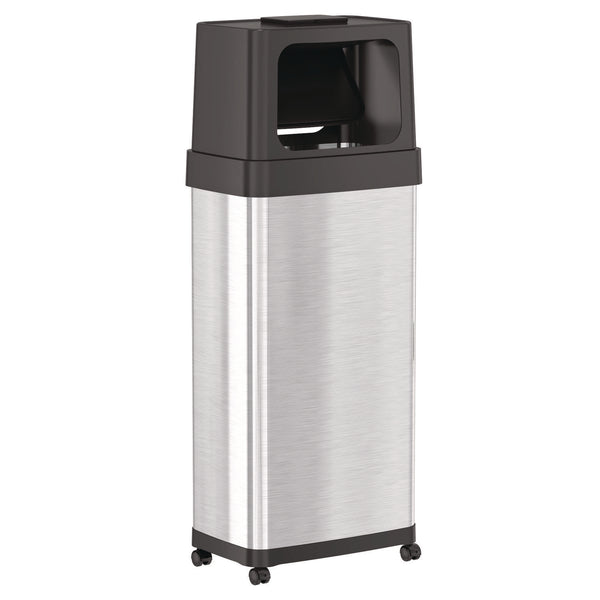 HLS Commercial® Dual Push Door Trash Can, 24 gal, Stainless Steel, Silver/Black (HLMHLS24DPO) Each