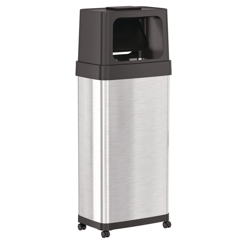 HLS Commercial® Dual Push Door Trash Can, 24 gal, Stainless Steel, Silver/Black (HLMHLS24DPO) Each