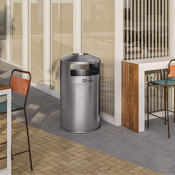 HLS Commercial® Extra-Large Dual Side-Entry Trash Can, Outdoor, 50 gal, Stainless Steel, Silver (HLMHLS50DSO) Each