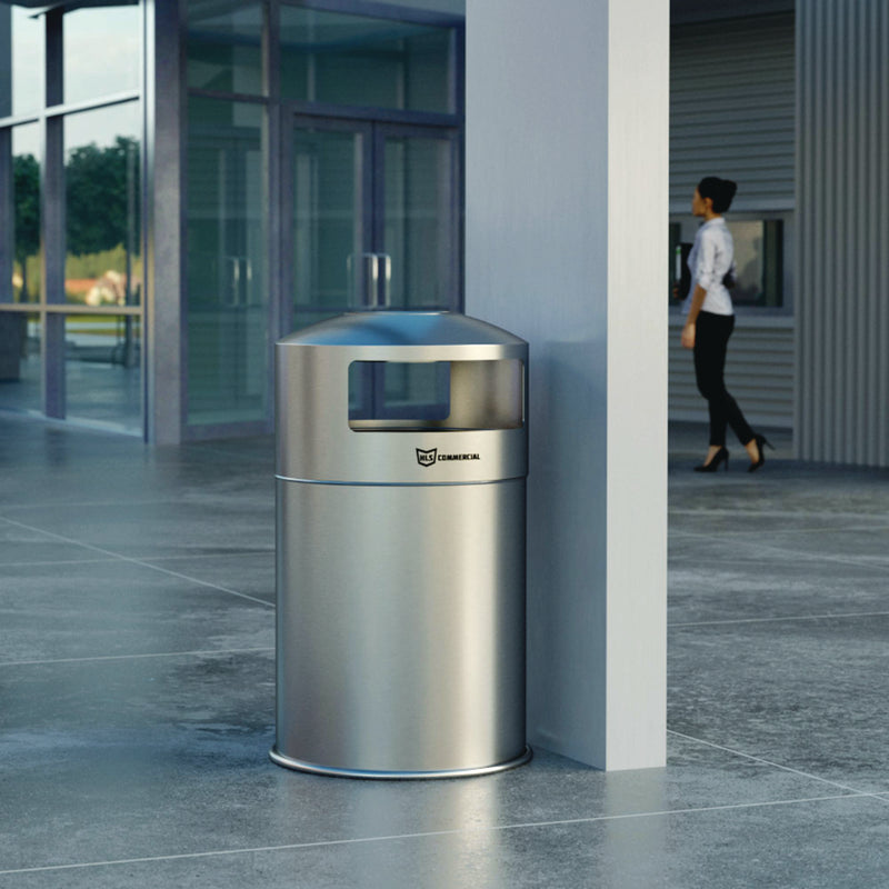 HLS Commercial® Extra-Large Dual Side-Entry Trash Can, Outdoor, 50 gal, Stainless Steel, Silver (HLMHLS50DSO) Each
