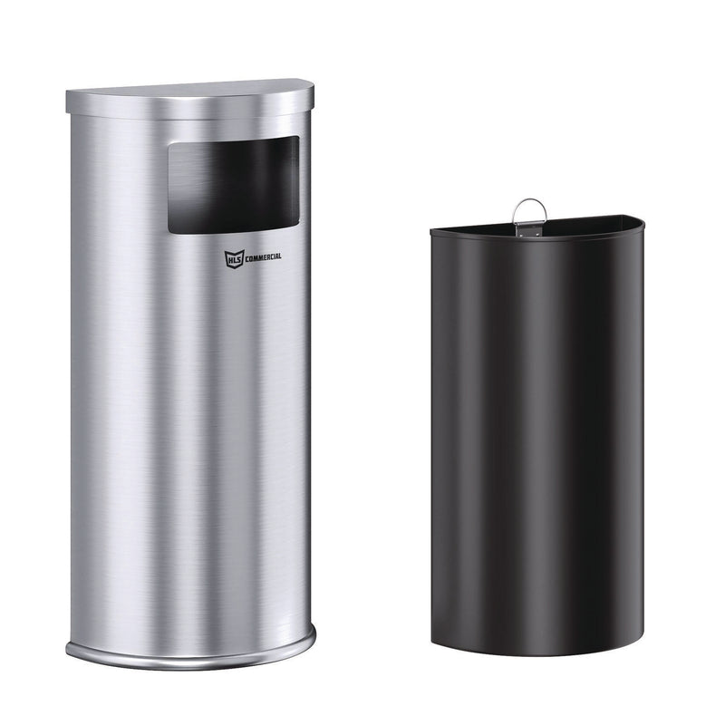 HLS Commercial® Side-Entry Trash Can with Wall Mount, 9 gal, Stainless Steel, Silver (HLMHLSC01G09A) Each
