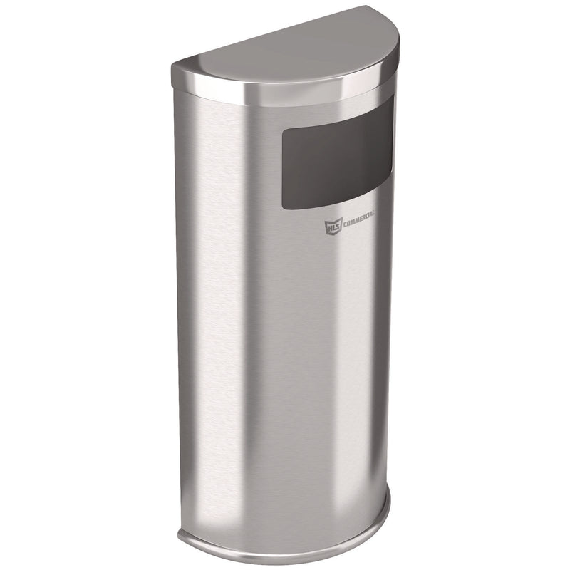 HLS Commercial® Side-Entry Trash Can with Wall Mount, 9 gal, Stainless Steel, Silver (HLMHLSC01G09A) Each