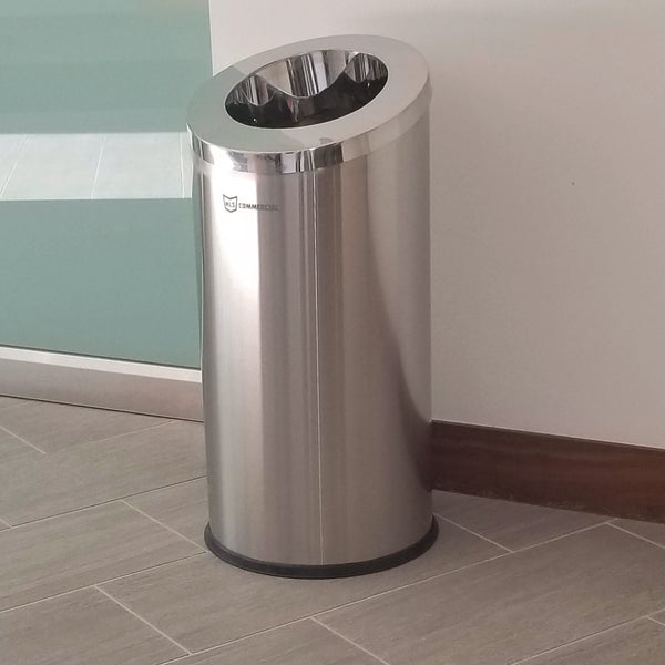 HLS Commercial® Beveled Open Top Trash Can, 15 gal, Stainless Steel, Silver (HLMHLSC04G15A) Each