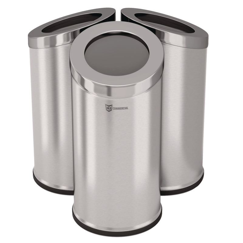 HLS Commercial® Beveled Open Top Trash Can, 15 gal, Stainless Steel, Silver (HLMHLSC04G15A) Each
