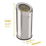 HLS Commercial® Beveled Open Top Trash Can, 15 gal, Stainless Steel, Silver (HLMHLSC04G15A) Each
