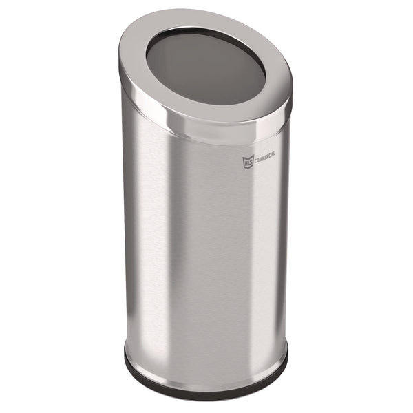 HLS Commercial® Beveled Open Top Trash Can, 15 gal, Stainless Steel, Silver (HLMHLSC04G15A) Each